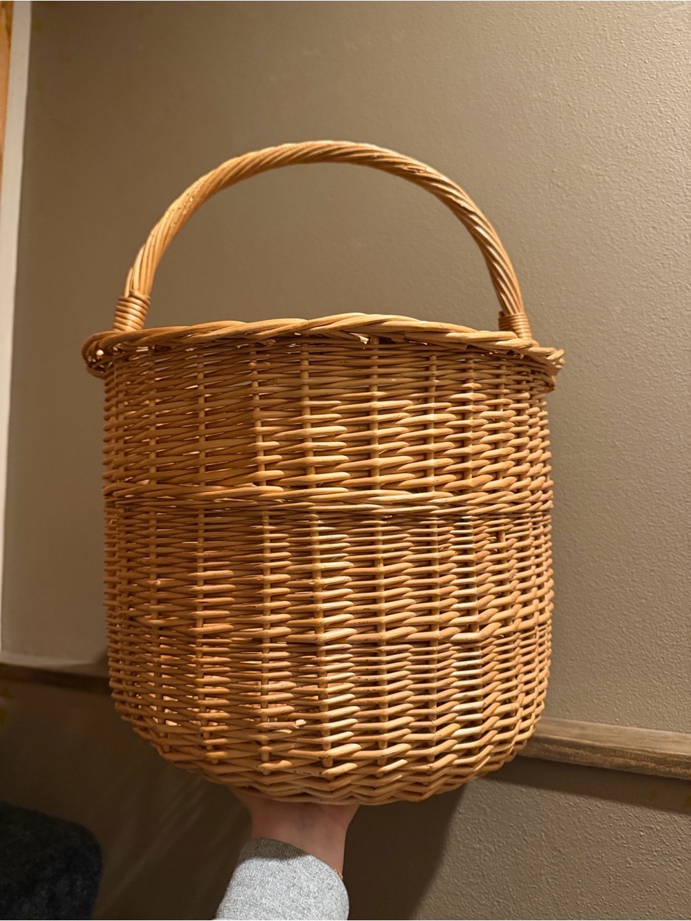 Mid-20th Century Round European Market Basket